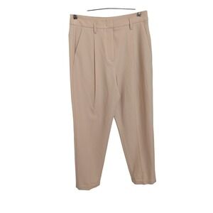 Women's Dorothee Schumacher Cream Wool Blend Pleated Tapered Trousers Size XS